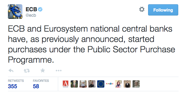 An official ECB's tweet