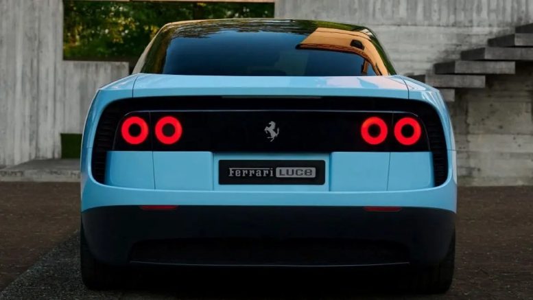 Ferrari unveils first 100% electric vehicle, milestone in electrification strategy Ferrari luce parte trasera